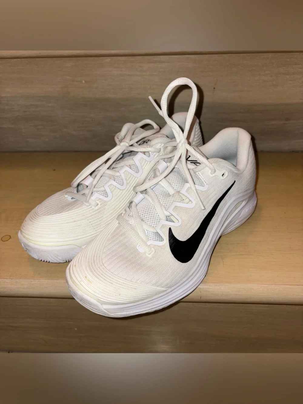 Nike vapor tennis White Sneakers with Black Swoosh Accent